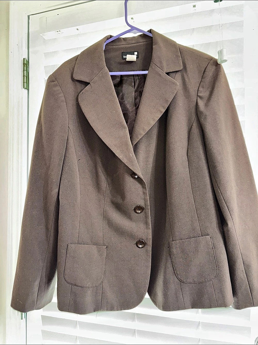 Brown Notched-Lapel Blazer Like New